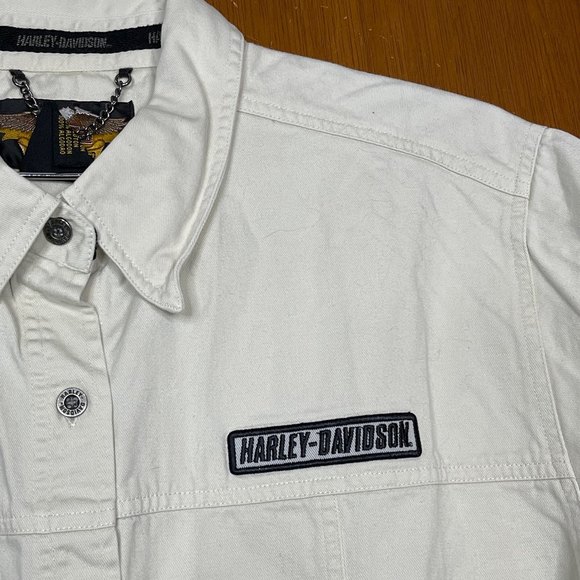 Harley Davidson White Woman’s Plus Size Button Down Shirt Size 1X - Picture 2 of 4